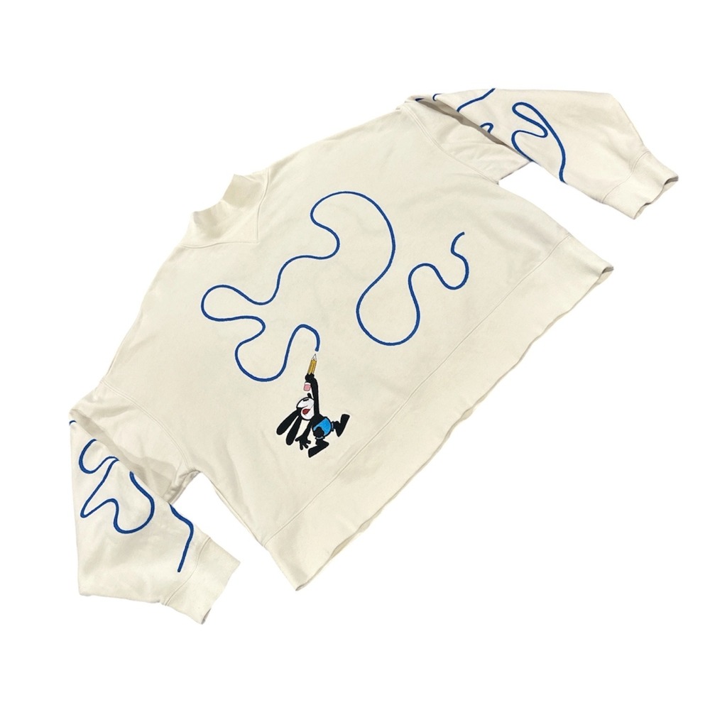 Disney Oswald The Lucky Rabbit Sweatshirt Women L Cream Preowned Boxy Cropped